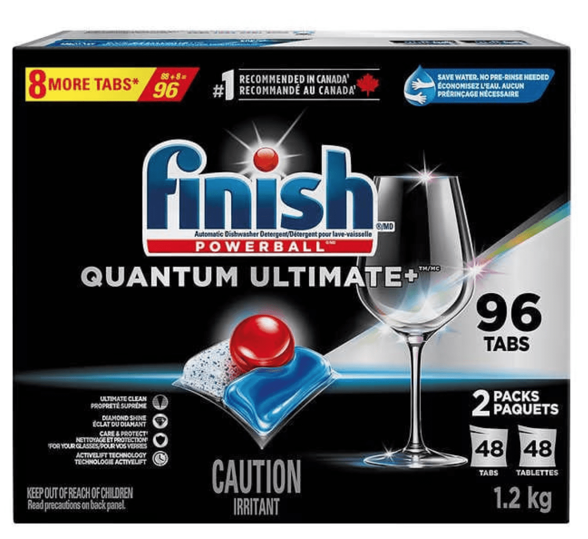Finish Quantum Ultimate Plus Dishwasher Detergent, Pack of 96 Tablets – Powerful Cleaning for Dishes