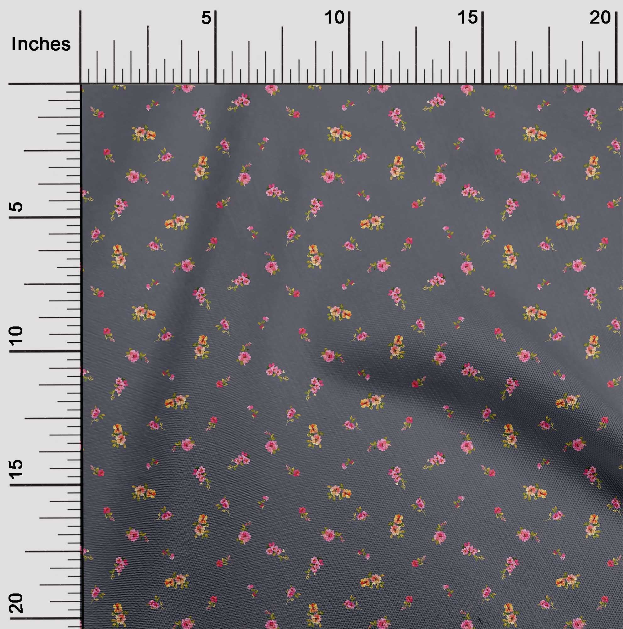 oneOone Cotton Poplin Fabric Leaves & Flower Floral Print Fabric BTY 42 Inch Wide