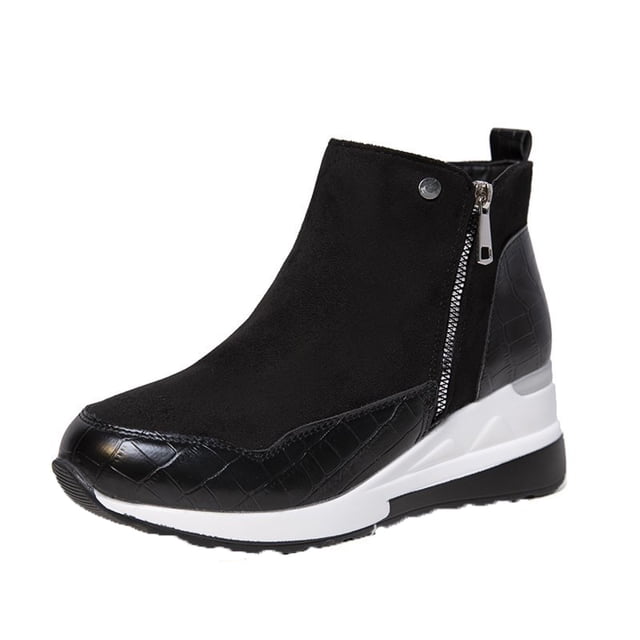 XZNGL Bottines Courtes Zippées pour Femmes, Grande Taille, à Plateforme, Espadrilles Décontractées à Semelles Compensées