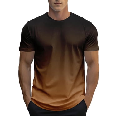 hotojiny T-Shirts pour Hommes Été Mode Dégradé Manches Courtes T-Shirts Basiques Décontractés Coupe Ample Entraînement Course Chandails à Enfiler