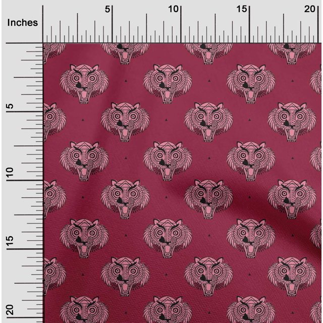 oneOone Cotton Poplin Fabric Animal Face Block Printed Craft Fabric BTY 42 Inch Wide