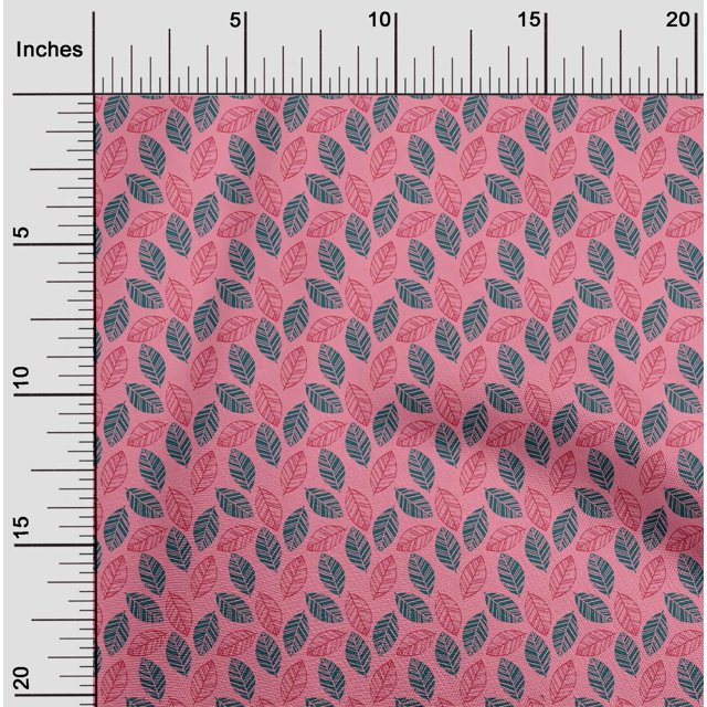 oneOone Cotton Cambric Fabric Leaves Block Print Fabric BTY 56 Inch Wide