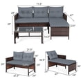 thumbnail image 2 of Gymax Ensemble de Meubles d'Extérieur en Rotin 3 Pcs Ensemble de Canapé de Patio avec Coussin, 2 of 10