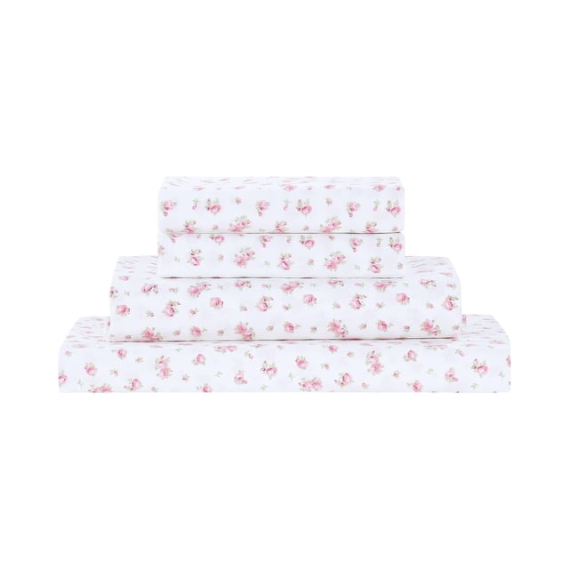 Amrapur Microfiber Sheet Set | Luxuriously Soft 100% Microfiber Rose Printed Bed Sheet Set with Deep Pocket Fitted Sheet, Flat Sh