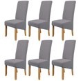 thumbnail image 1 of Large Size High Back Thicker Plush Dining Chair Covers Set of 6, Elastic Kitchen Chair Slipcovers Removable Nonslip for Hotel Dining Room Ceremony Banquet Wedding Party, 1 of 11