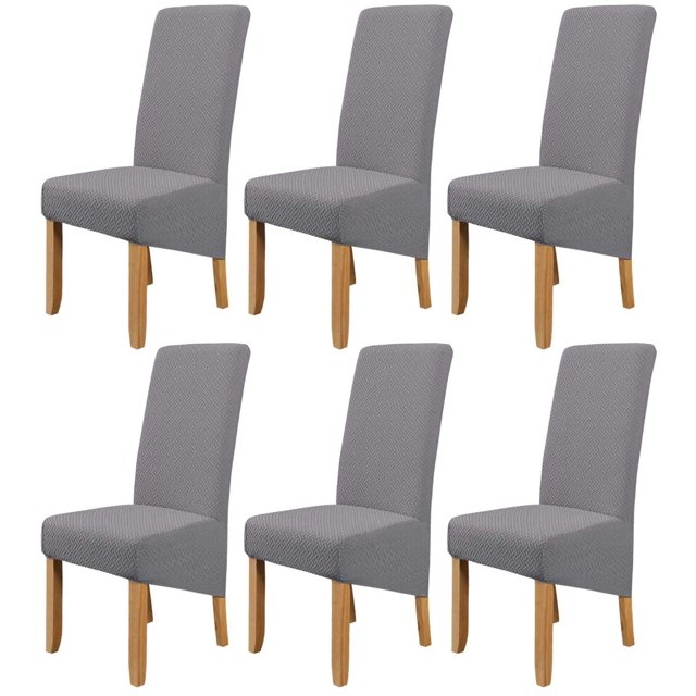 Large Size High Back Thicker Plush Dining Chair Covers Set of 6, Elastic Kitchen Chair Slipcovers Removable Nonslip for Hotel Dining Room Ceremony Banquet Wedding Party