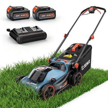 SENIX LPPX2-M5 17" 40V Battery Powered Push Walk-Behind Lawn Mower, Mulching and Bagging, 6-Position Height Adjustment, Brushless Motor, Cordless