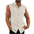 thumbnail image 1 of Cameland Débardeur Sport Sans Manches pour Homme, Mode Décontractée, Uni, Col Rabattu, Double Poche, 1 of 7