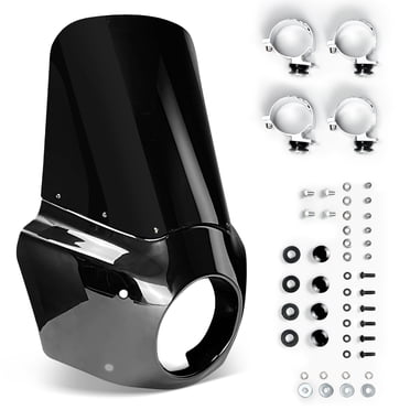 Krator Ensemble Complet de Pare-Brise et de Carénage de Moto, Pare-Brise Road Warrior, Compatible avec Harley Davidson Dyna et Softail, Accessoires de Moto, Pare-Brise Noir Lustré et Occultant, Hauteur de 15 Pouces