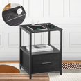 thumbnail image 1 of VECELO Table de Chevet avec Station de Charge et Tiroir, Table d'Appoint Moderne avec Rangement Ouvert pour Chambre Salon Bureau, Noir, 1 of 6