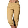 thumbnail image 1 of tarylea Womens Capri Pants Stretchy Drawstring Low Rise Jogger Pants Soft Comfy Lounge Cropped Yoga Pants with Pockets, 1 of 4