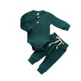 thumbnail image 2 of Combinaisons de Bébé en Tricot, Boutons Col Rond Manches Longues Haut + Pantalon Long Élastique, 2 of 6