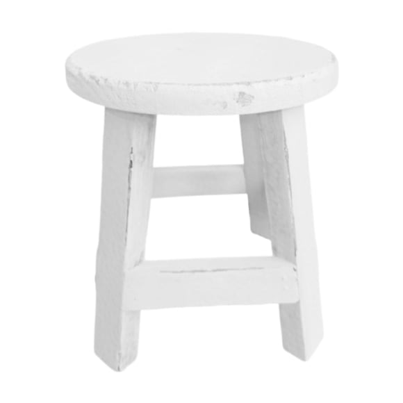 Almencla Wood Stool Plant Stand Round Plant Pot Riser Holder for Table Indoor Outdoor White