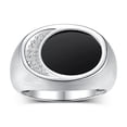 thumbnail image 1 of RYLOS Men's Designer Ring in Sterling Silver 925: Features Diamonds around Onyx  - Available  Size 8, 1 of 6