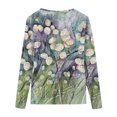 thumbnail image 5 of IROINID Chemises à Manches Longues Col en V pour Femmes Grande Taille Décontracté Ample Imprimé Blouse, Vert, 5 of 5