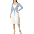 thumbnail image 2 of Allegra K Juniors Tie Open Front Long Sleeve Knit Metallic Ruffled Crop Cardigan, 2 of 6