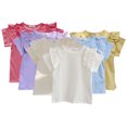 thumbnail image 2 of Nmmacb Kids Girls T-Shirt Summer Solid Color Tee Short Sleeve Top Short Sleeve Ruffle Sleeve Tee Size 1-9Y, 2 of 9