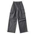 thumbnail image 1 of FAIWAD Womens Cargo Pants High Waist Straight Wide Leg Drawstring Baggy Palazzo Pants with Pockets, 1 of 7