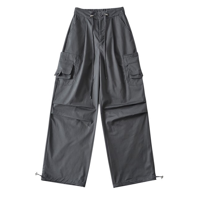 FAIWAD Womens Cargo Pants High Waist Straight Wide Leg Drawstring Baggy Palazzo Pants with Pockets