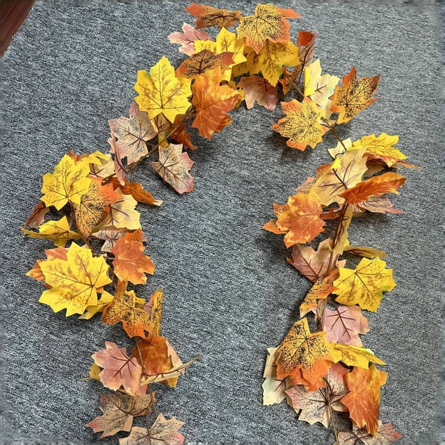 Fall Outdoor Decorations Simulation Maple Leaf Rattan Stair Door Garden Home Wall Decorative Accent Vine Outdoor Holiday Decorations