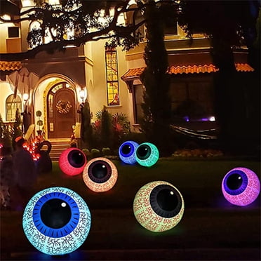 RKSTN Décorations Halloween Boules d'Oeil Gonflables d'Halloween Lumières d'Halloween PVC Gonflable Fantôme d'Horreur Décoration de Jardin Boule Décor d'Halloween