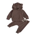 thumbnail image 1 of Newborn Baby 2-piece Long Sleeve Solid Color Hoodie and Pants Outfit Set, 1 of 7