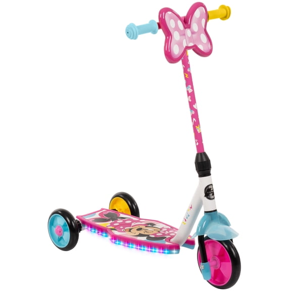 Trottinette Préscolaire a 3-Roues Minnie de Disney par Huffy avec lumières LED, Rose