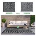 thumbnail image 3 of DEORAB Outdoor Rug Reversible 9x12' Patio Rug,Clearance Outside Plastic Waterproof Mat,Fordable Floor Rug for Patio, Camping, RV, Deck, Porch, Balcony, Backyard, black&grey, 3 of 5