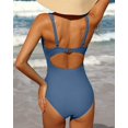 thumbnail image 4 of Charmo Womens One Piece Swimsuit Ruched Tummy Control V Neck Bathing Suits Swimwear, 4 of 6