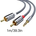 thumbnail image 3 of Essager 3.5mm to RCA Braided Cable adapter cable; Splitter Cord TV Computer Amplifier Audio Adapter Cable, 1 Meter, 3 of 9