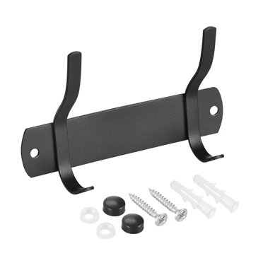 Unique Bargains Black Wall Mounted with 2 Hooks Coat Hook Rack Wall Hanger