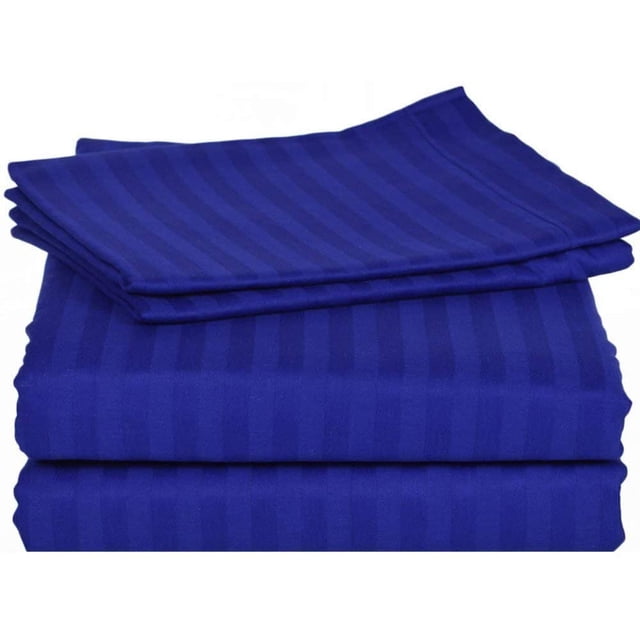 600 Thread Count 3 Piece ( 1-Fitted Sheet + 2 - Pillow Cases ) Fitted Sheet 21 Inch Deep Pocket 100% Egyptian Cotton Stripe Pattern