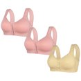thumbnail image 1 of LOVZFMLL 3 Pack Plus Size Bras for Women Solid Color Comfort Soft Push Up Bra No Underwire Full Coverage Front Closure Everyday Bralettes L XL, 1 of 2