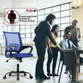 thumbnail image 4 of BestOffice Mid-Back Ergonomic Mesh Office Chair, Executive Swivel Task Chair with Lumbar Support and Armrests, Blue, 4 of 7