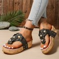 thumbnail image 4 of Dakaela Womens Cork Flower Platform Sandals Arch Support Wedge Flip Flops Summer Walking Slip on Shoes, 4 of 8