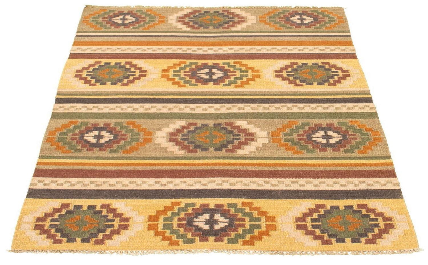 ECARPETGALLERY Tapis Fait à la Main pour Salon, Salle à Manger et Chambre à Coucher Géométrique Collection Organique & Pure 5'3" x 7'11" en Ivoire
