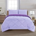 thumbnail image 3 of Reversible 3-Piece Comforter Set with Matching Shams, Two Colors in One for Ultimate Versatility and Style, Full/Queen, Lilac/Purple, 3 of 5