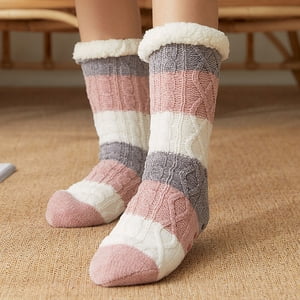 Yeacher Femmes Chaussettes chaudes Bas Bandes Hiver Soft Mignon Épaisseur Sol Chausse Maison Pantoufles