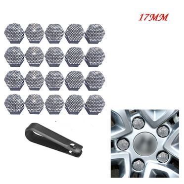 Sleek Design White Plastic and Rhinestone Wheel Lug Cap Set of 20 Pieces