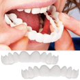 thumbnail image 1 of 2 Piece Upper And Lower Premium Dentures Instant Smile Comfort Fit Elastic Cosmetic Teeth Denture Top--, 1 of 1