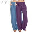 thumbnail image 2 of GigrtiJin 2 Pack Womens Lounge Long Pants Solid Color Drawstring Elastic Wasit Wide Leg Pants with Pocket Trendy Lounge Pants, 2 of 7