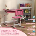 thumbnail image 4 of Qaba Ensemble Bureau et Chaise pour Enfants à Hauteur Réglable avec Plateau Inclinable, Rose, 4 of 9