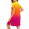 thumbnail image 3 of Womens Short Zipper Robe, Short Sleeve Nightgowns with Pockets Gradient Printed Cute Sleepdress Housecoat Multicolor L, 3 of 6
