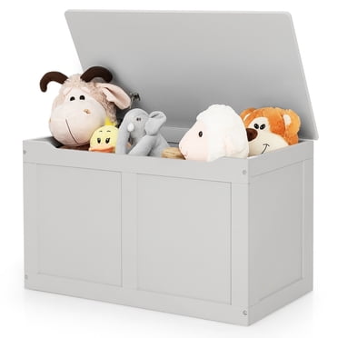 Costway Coffre à Jouets en Bois pour Enfants, Banc de Rangement avec Couvercle Rabattable et Charnière de Sécurité