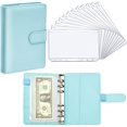 thumbnail image 1 of PU Leather Notebook Binder Budget Planner Binder Cover with 12 Pieces Binder Pocket Personal Cash Budget Envelopes System 6 Hole Binder Zipper Folder(Blue), 1 of 7