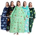 thumbnail image 1 of Blanket Hoodie Robe With Giant Pocket Lamb Lined Design For Spring Winter Fall Sleeping Wear, 1 of 6