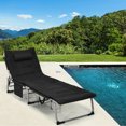 thumbnail image 3 of Gymax Folding Chaise Lounge Chair - Set of 1, Black, Padded, Adjustable Positions, 3 of 10