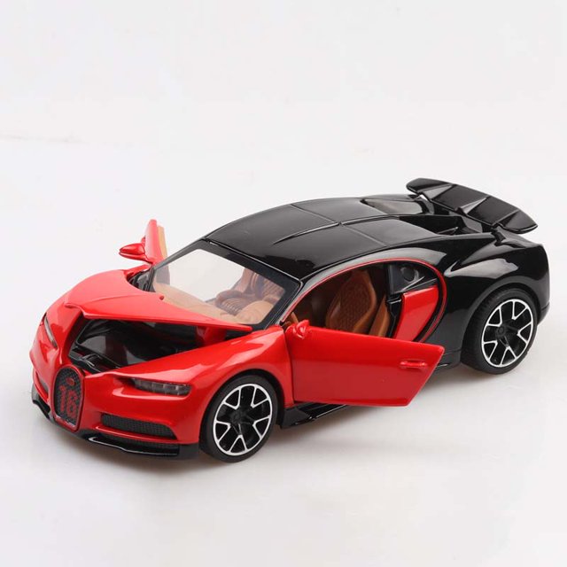 1/32 Bugatti Chiron Pull Back Alloy Sports Car Model Die Cast Toy Simulation Sound Light Super Racing Vehicle Toys Red