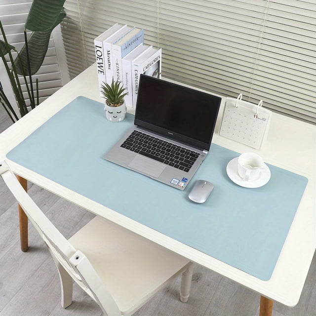 Estbridge Premium Faux Leather Desk - Non-Slip High Quality Stain-Resistant Surface Light Pink/Blue-Green/Black & More Colors Large/Medium/Small Sizes for Office & Study Setup Spill-P