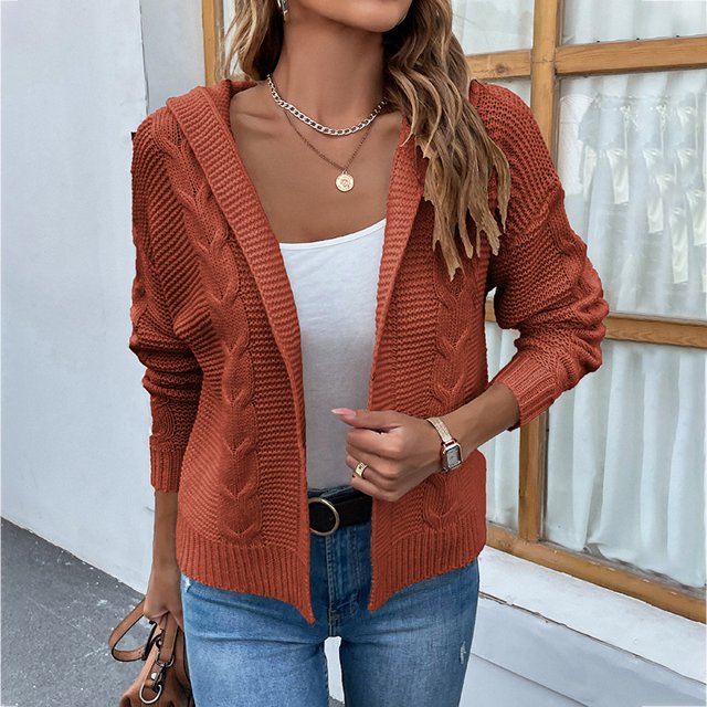 REDHOTYPE Cardigan à Col Rond pour Femmes Pull Ample Décontracté Couleur Unie Manches Longues Haut